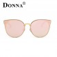 Donna Oversized Cat Eye Sunglasses Women Round Mirror Gold Rose Frame Flat Mirror Sun Woman Fashion HD Lens Glasses D09