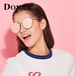 Donna Oversized Cat Eye Sunglasses Women Round Mirror Gold Rose Frame Flat Mirror Sun Woman Fashion HD Lens Glasses D09