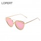 LOPERT Cat Eye Polarized Sunglasses Women Classic Brand Designer Glasses Twin-Beams Rose Gold Frame Mirror Sun Glasses UV400