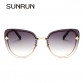 SUNRUN 2017 New Cat Eye Women Sunglasses Brand Designer Fashion Gradient Rimless Sun glasses Women Vintage Glasses T7019