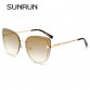 SUNRUN 2017 New Cat Eye Women Sunglasses Brand Designer Fashion Gradient Rimless Sun glasses Women Vintage Glasses T7019